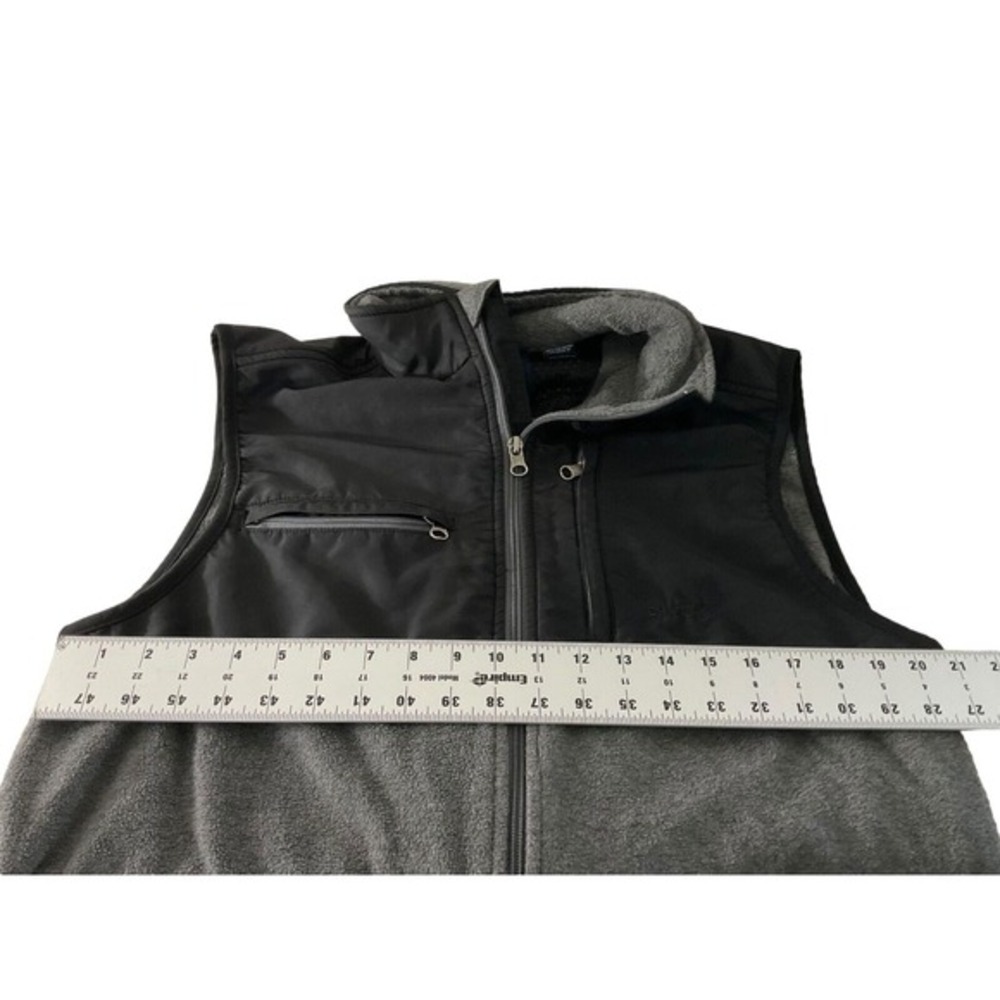 Chaps Mens Full Zip Fleece Vest Gray Black Colorblock Large Y2K Outdoor - Picture 9 of 10